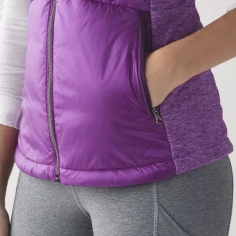 Lululemon Athletica Down For a Run Sz 8 Purple Quilted Full Zip Vest - Picture 3 of 11